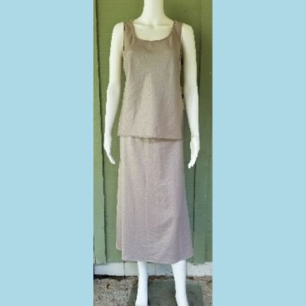 NWT KASPER Beige Skirt Tank Top Set Outfit M